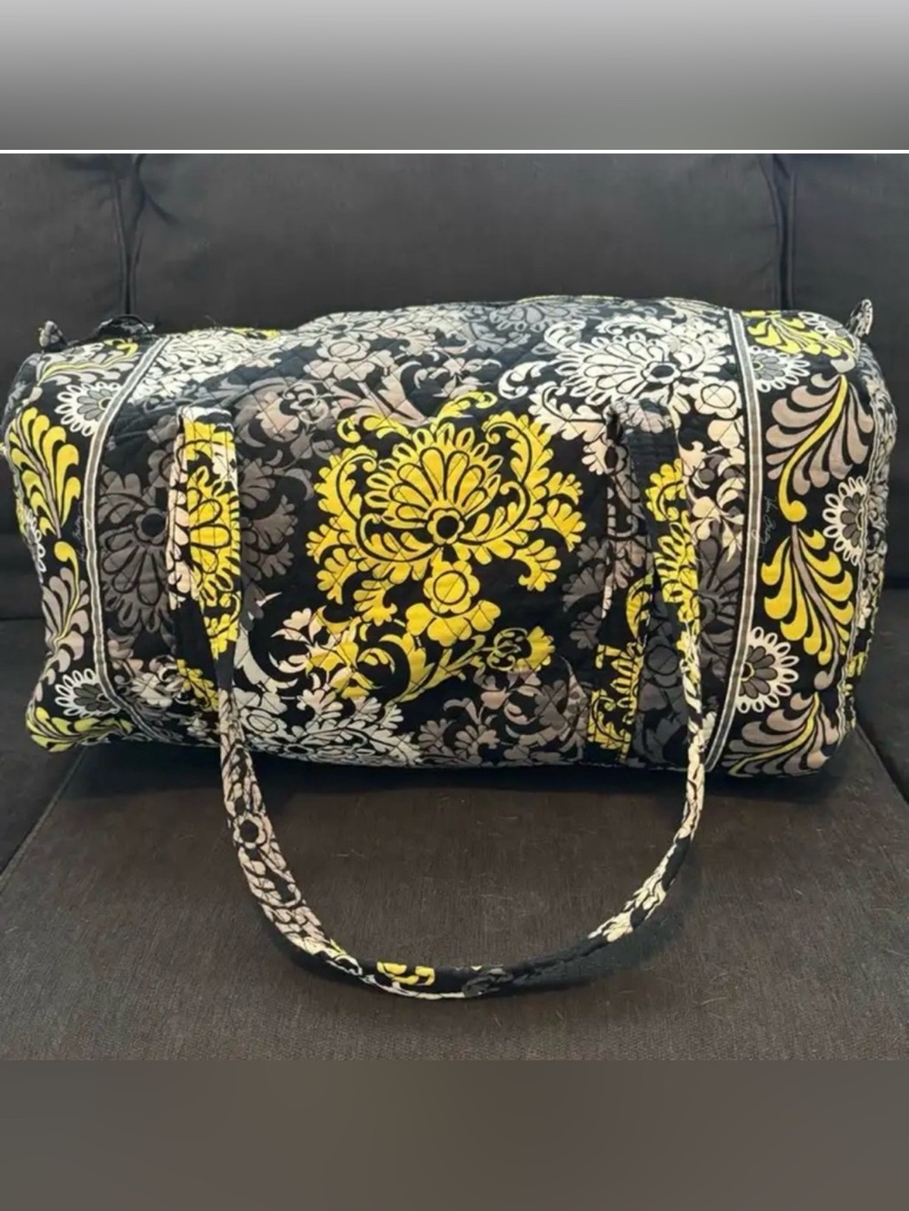 Vera Bradley Black and Yellow Floral Large Duffel Bag